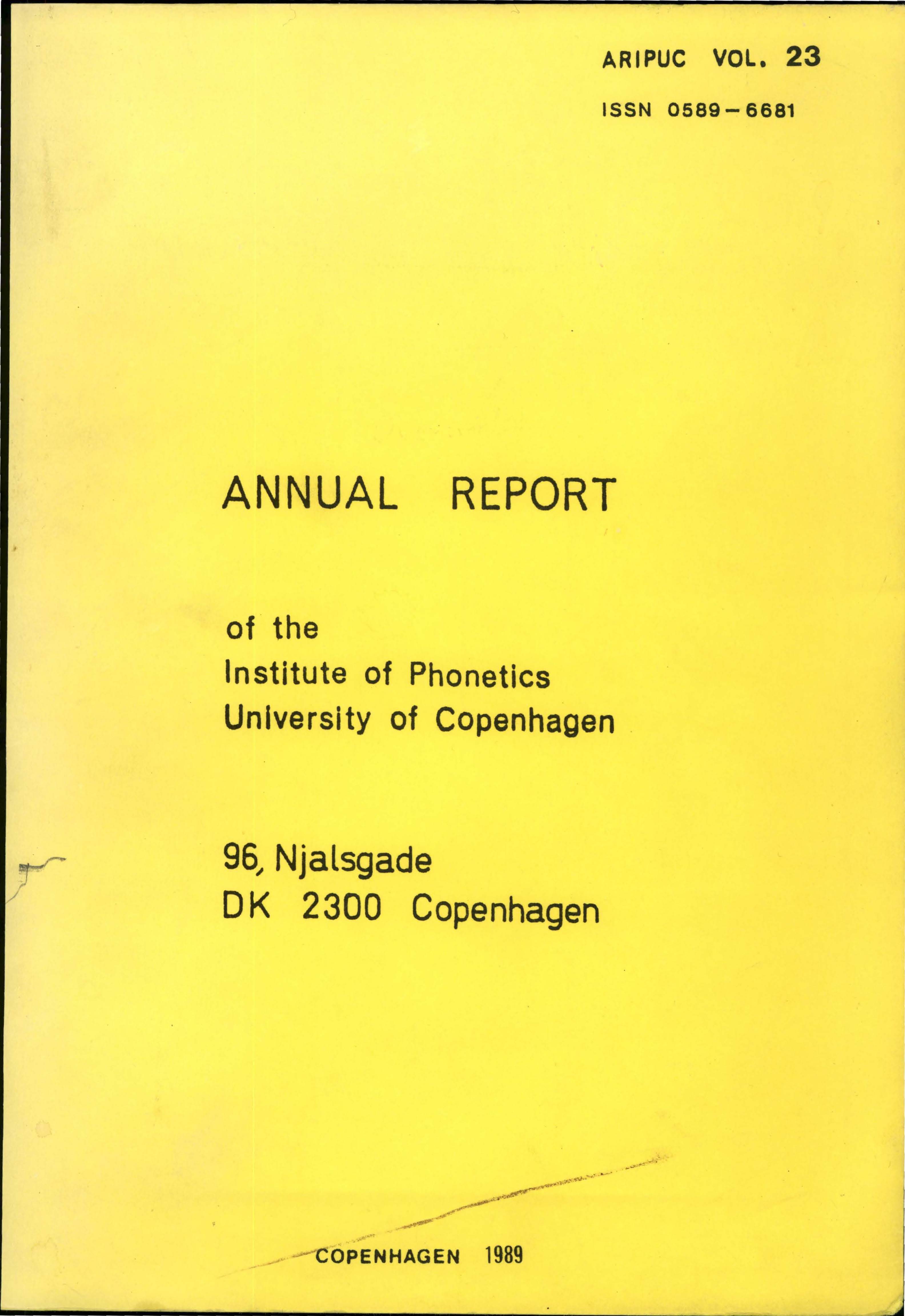 					View Vol. 23 (1989): Annual Report of the Institute of Phonetics University of Copenhagen 
				
