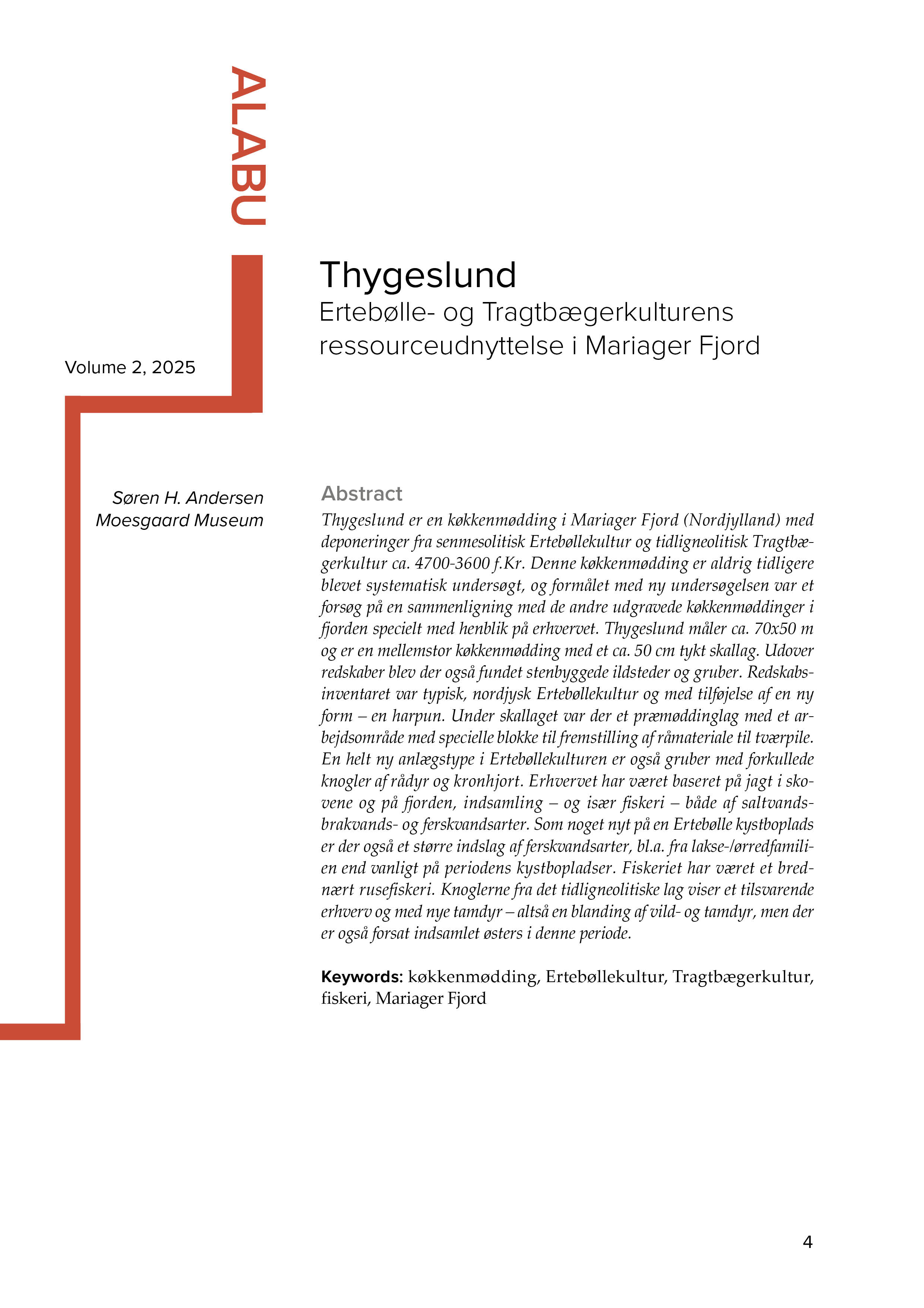forside til artiklen Thrygeslund af Søren H. Andersen