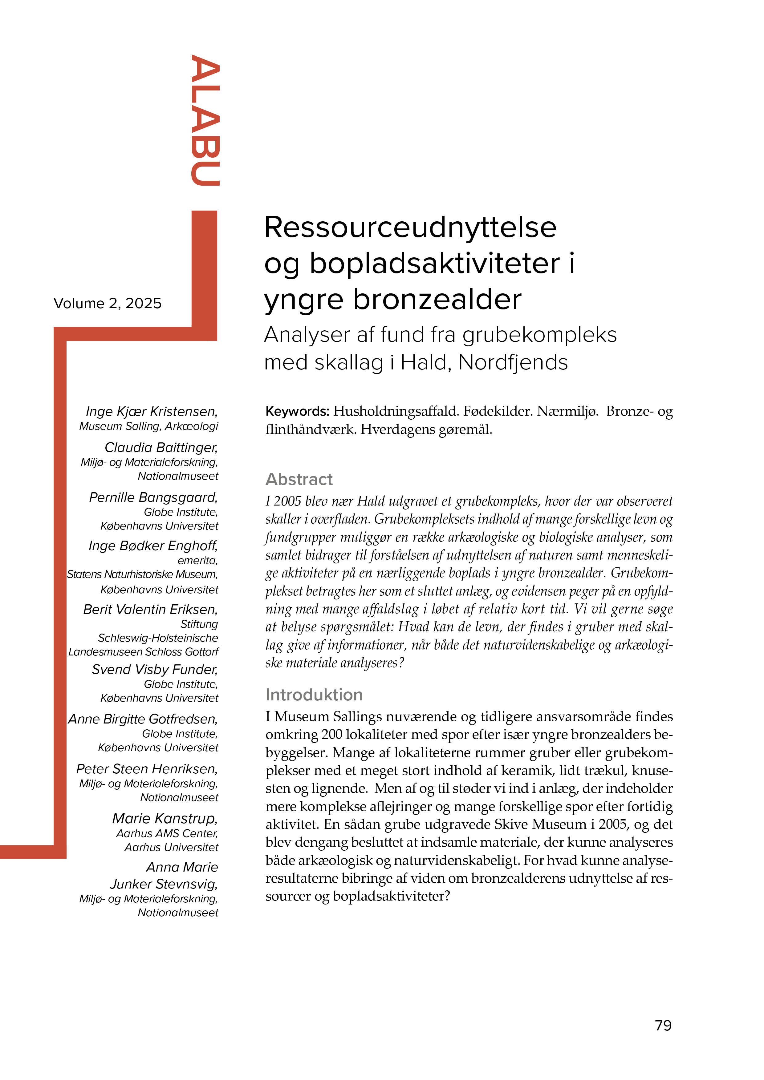 Forside til artiklen Ressourceudnyttelse og bopladsaktiviteter i yngre bronzealder, Inge Kjær Kristensen et al.