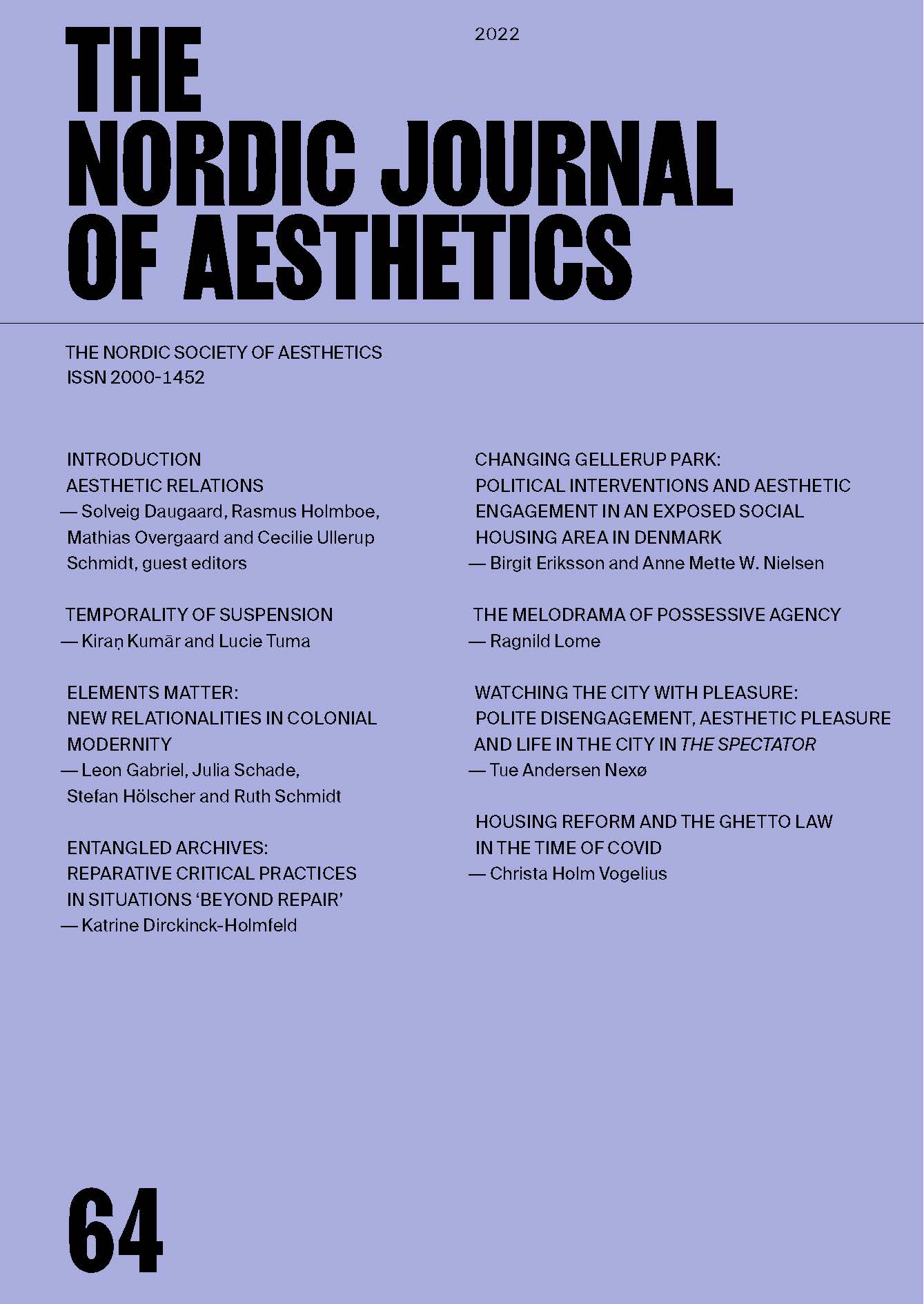 					View Vol. 31 No. 64 (2022): Aesthetic Relations
				