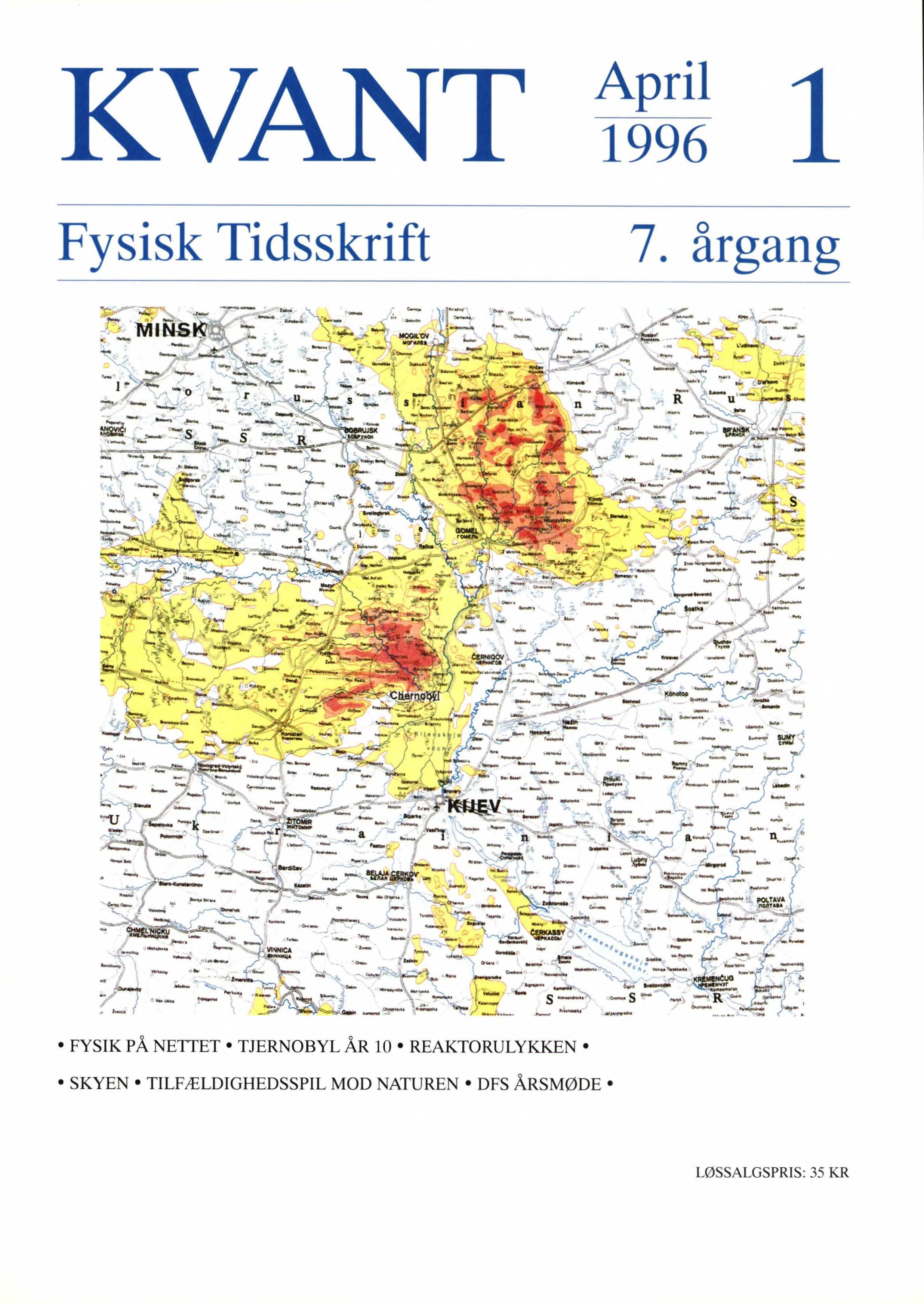 Tjernobyl – som et par store vinger spænder isoaktivitetskurverne for Cs-137 sig ud over landskabet og afslører, hvordan vind og vejr vaskede cæsium fra den brændende reaktor ud. De farvede zoner spænder over et aktivitetsinterval fra 37 til 1500 kBq/m². Kortudsnittet dækker ca. 600 km på hver led.