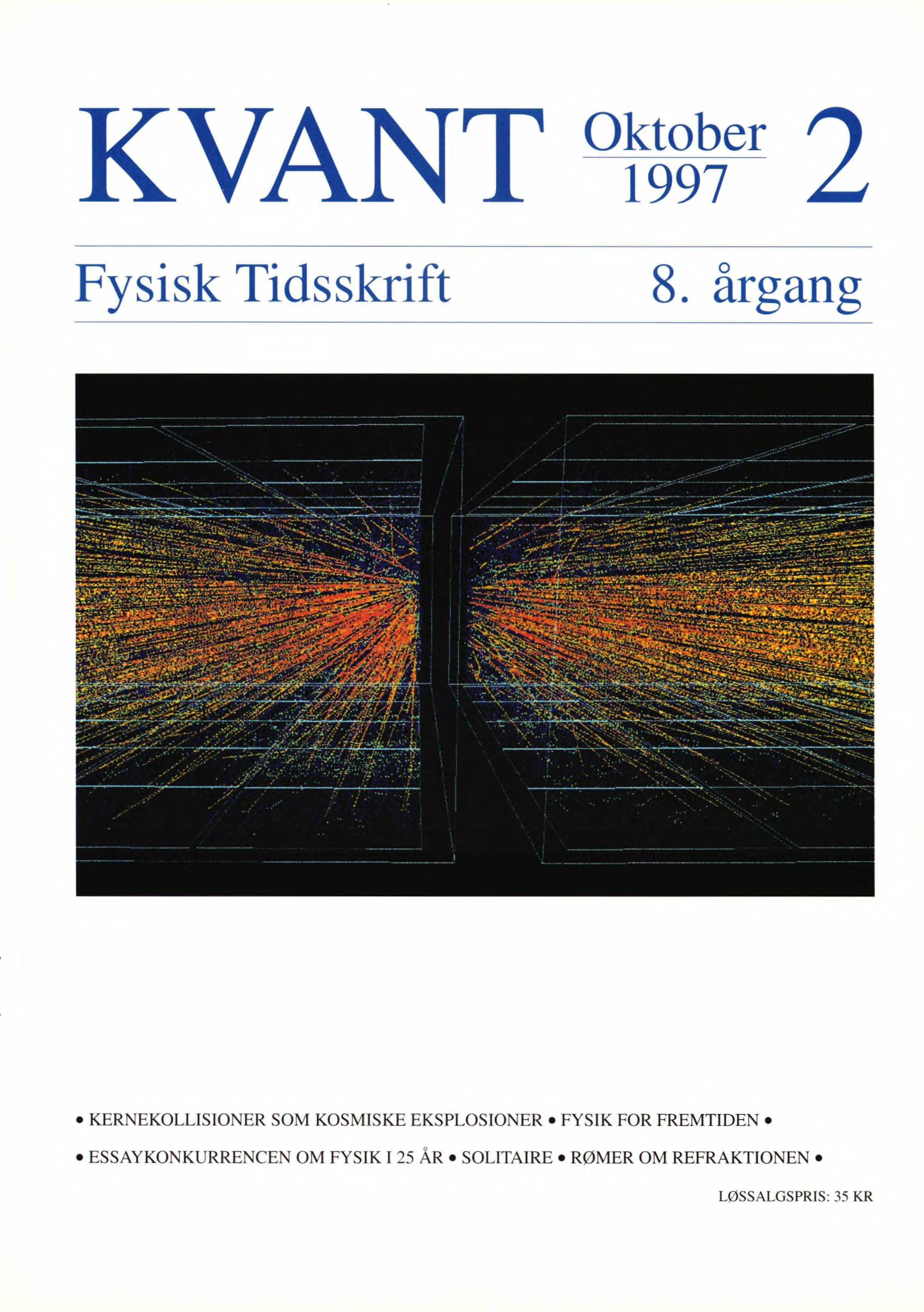 Det går ikke stille for sig når to kerner kolliderer ved relativistiske energier. Billedet viser en rekonstruktion af sporene efter een kollision i CERN. Korrelationer mellem spor af partikler med næsten samme impuls afslører detaljer om kollisionsvolumen og kollisionstid.