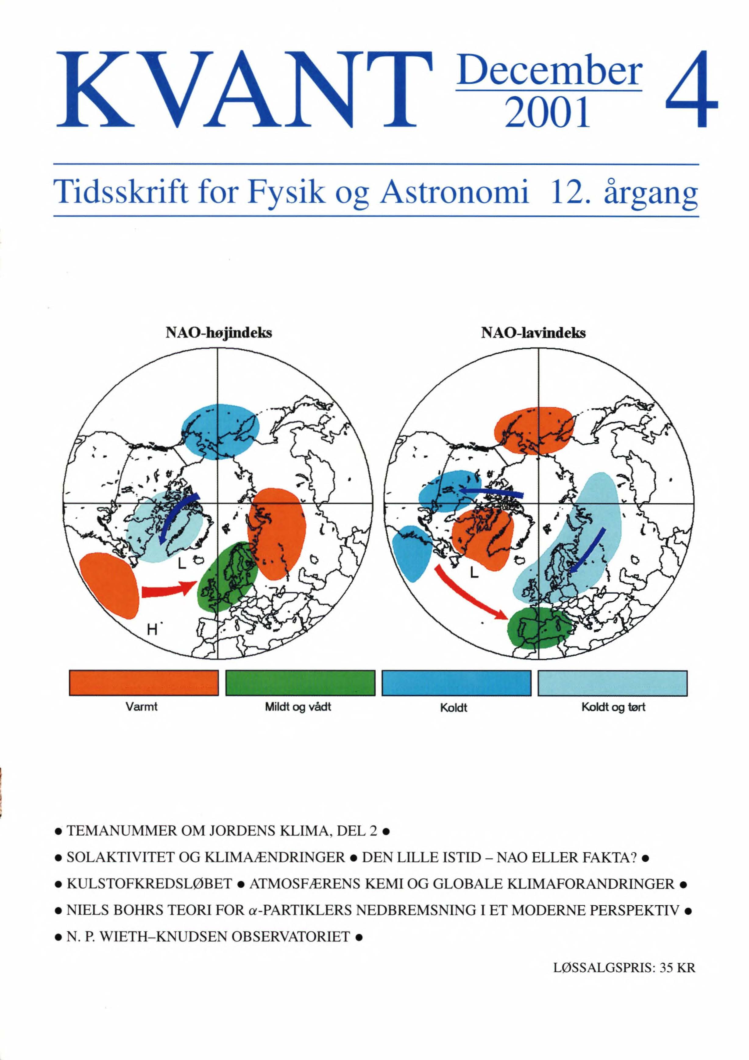 DEN LILLE ISTID - NAO ELLER FAKTA? Forsidebilledet viser vintervejret på den nordlige halvkugle henholdsvis under en situation med NAO-(den nordatlantiske oscillation)-højindeks og NAO-lavindeks.
