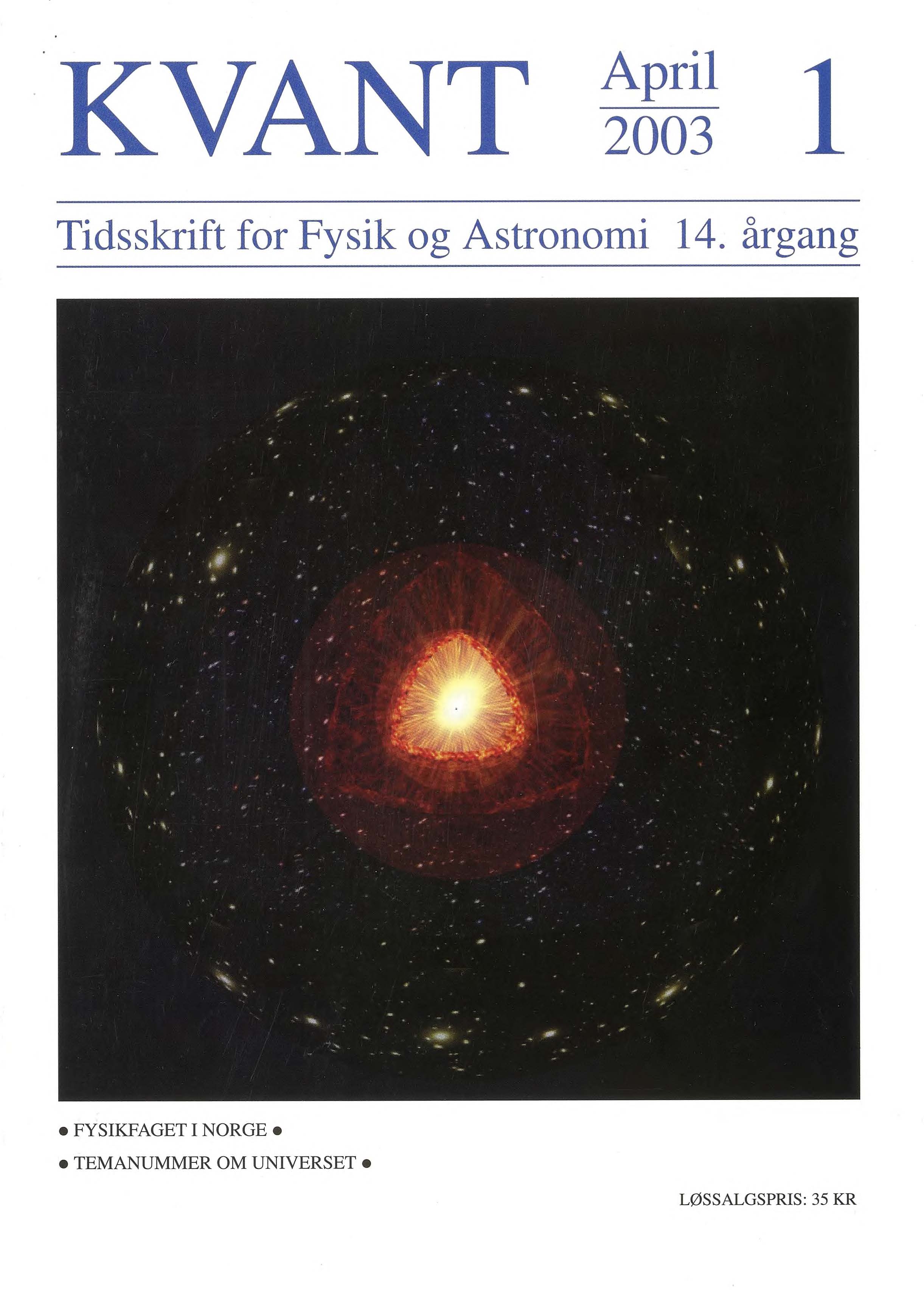 UNIVERSET Computergrafisk 3D-visualisering af det synlige univers. Universets tredimensionelle rum er her illustreret ved to af dimensionerne til forskellige tider som i den såkaldte ballon-analogi. Når tiden går bliver ballonen større og radius i modellen svarer derfor til tiden som den ene dimension. Inderst i figuren ses Den kosmiske Ildkugle, hvor temperaturen var millioner af grader og de første elemter blev dannet. Den inderste kugleskal viser strukturen i den kosmiske mikrobølgebaggrundsstråling som koblede fri af stoffet da universet var omkring 380.000 år. Efter dette tidspunkt dannedes galaksestorskalastrukturer - galaksehobe, filamenter og store tomrum, illustreret med en computersimulering (rødt). Den yderste kugleskal viser færdigdannede galakser, hvor én af dem kunne være Mækevejen. I denne model opnås to egenskaber ved Universet: rummet er afsluttet uden at have kanter. Et svar på det gamle spørgsmål hvad vokser Universet ind i? bliver: fremtiden.