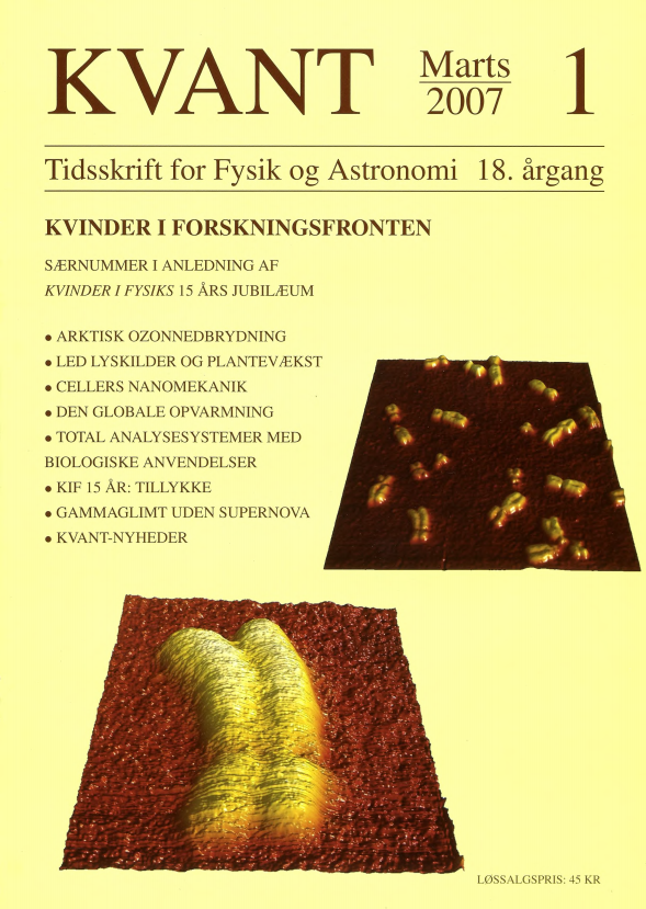Billederne på forsiden viser fikserede humane kromosomer taget af Casper Hyttel Clausen med “Atomart Kraft Mikroskop” (Atomic Force Microscope, AFM). Det er muligt at måle dimensioner og topografi på et enkelt kromosom med en højdeopløsning på 2 nm, opløsningen af bredden er lidt mere usikker, og er afhængig af dimensionerne på AFM-proben. Den nederste figur viser et enkelt X-kromosom, der er en forstørrelse af kromosomet nederst til venstre i den øverste figur.