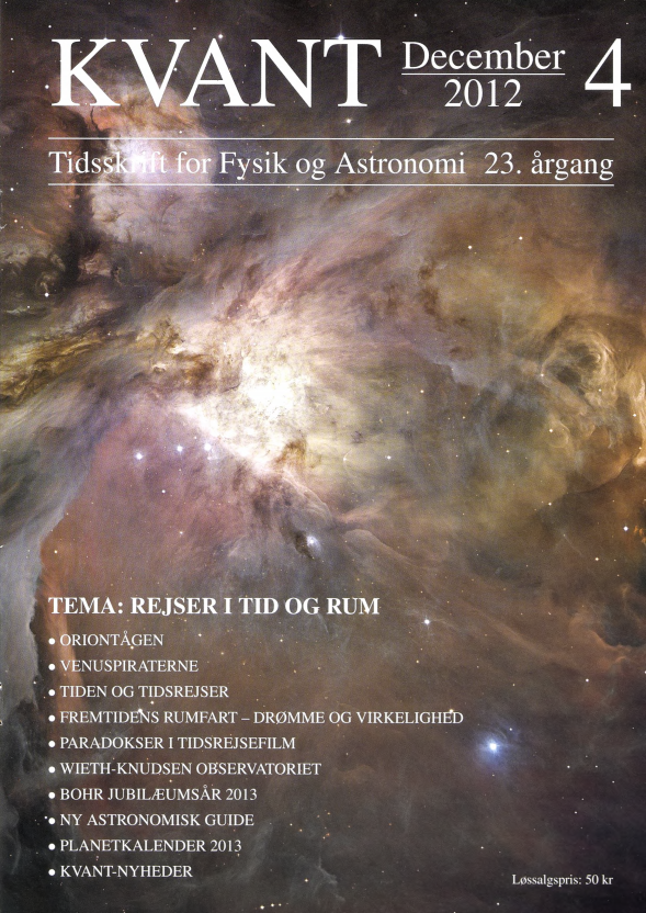 Billedet på forsiden viser Oriontågen, der er et stjernedannelsesområde i stjernebilledet Orion.