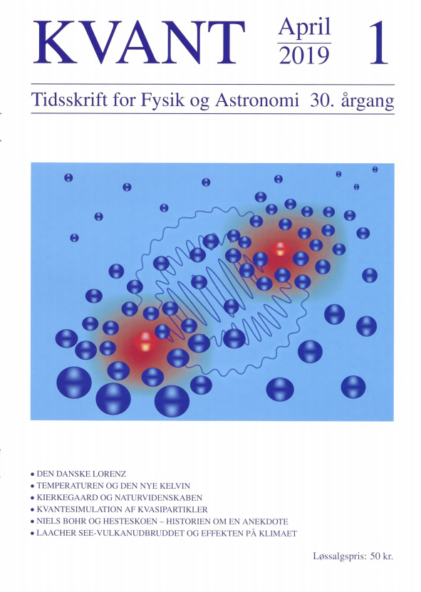 Billedet på forsiden viser to kvasipartikler, der vekselvirker med hinanden ved at udveksle bølger i det omkringliggende medium.