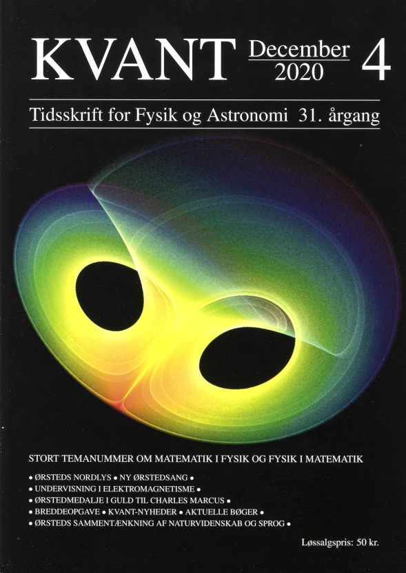 Billedet på forsiden viser en Lorenz-attraktor, som i kaosteori er en speciel geometrisk struktur, der blev opdaget i 1961 af E.N. Lorenz. Han opstillede en stærkt forenklet matematisk model for atmosfæren med kun tre tidsafhængige variable. Løsningerne beskriver kurver, der nærmer sig “attraktoren”. Samtidig kan en lille ændring af begyndelsesbetingelserne give anledning til en betydelig ændring af kurvernes forløb. Lorenz kaldte fænomenet for “sommerfugleeffekten”.